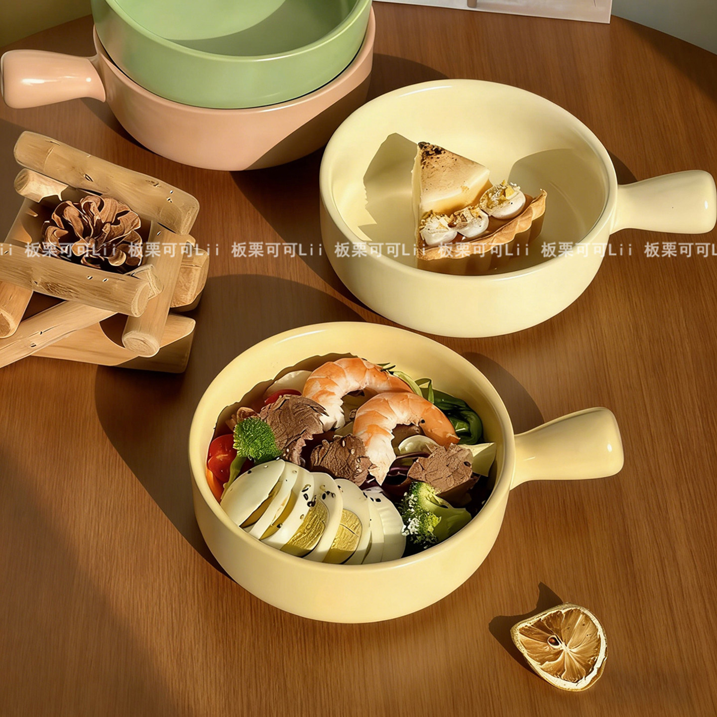 ins风餐具陶瓷泡面碗带手柄家用火鸡面碗个人专用带盖漂亮手把碗