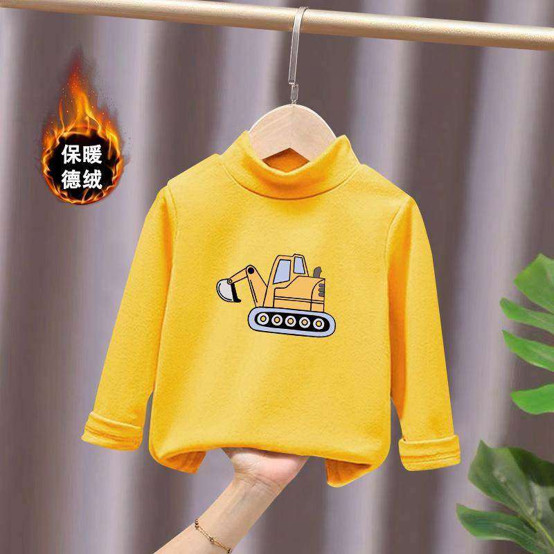 挖掘机上衣韩版秋冬季德绒打底衣服宝宝T恤衫保暖男孩半高领长袖,童装/婴儿装/亲子装,T恤,淘宝优惠券,粉丝福利购,淘宝优惠卷