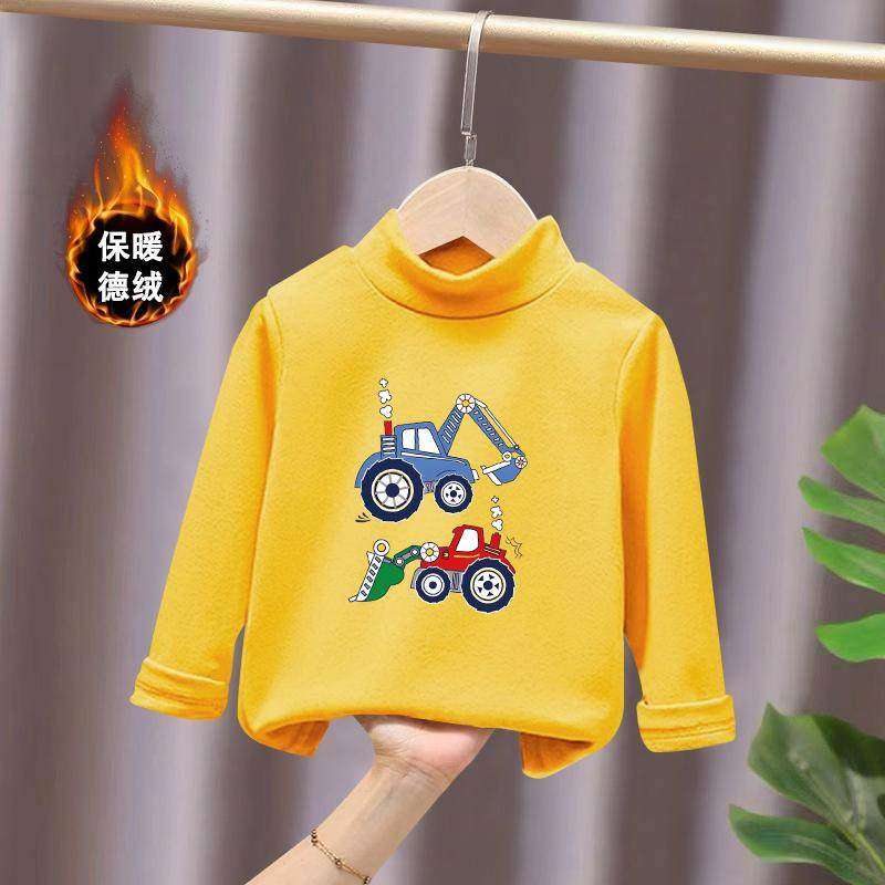 长袖t恤衫秋冬装儿童男童宝宝保暖半高领德绒小童挖掘机卡通上衣,童装/婴儿装/亲子装,保暖上装,淘宝优惠券,粉丝福利购,淘宝优惠卷