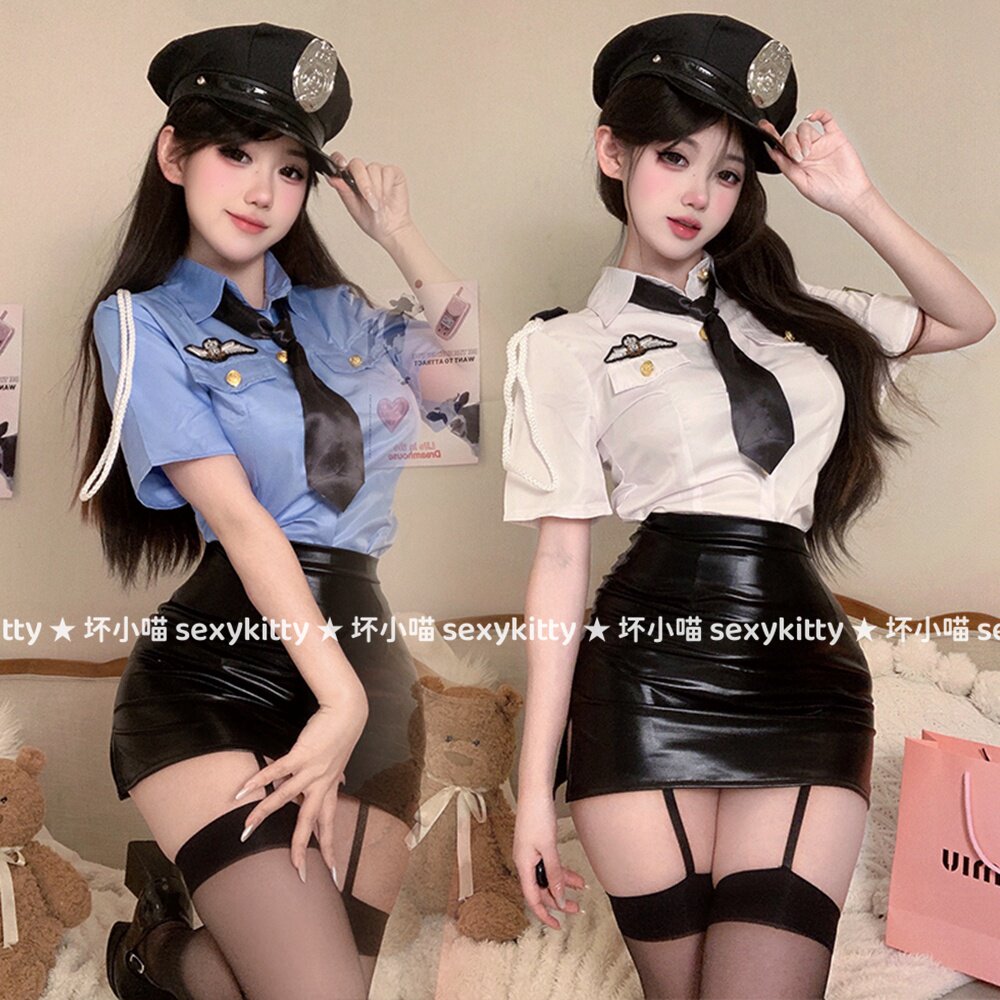 坏小喵 性感御姐风女警空姐cos制服火辣紧身OL包臀短裙夜店套装
