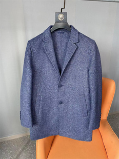 撤柜福利！羊毛混纺柔软亲肤秋冬男士商务休闲中长款双面毛呢大衣