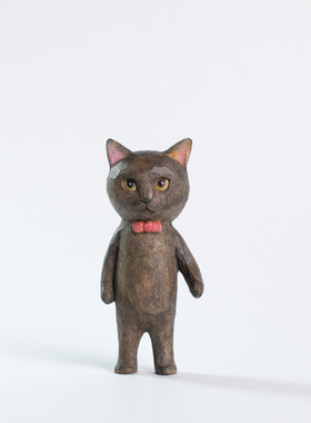 元气造物～潮流艺术 木雕猫 置物（久美）N25B007