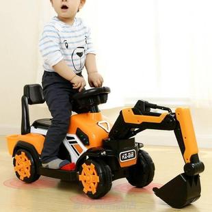 四轮车电动挖土机音乐新品 儿童带滑行2022扭扭 挖掘机灯光工程车