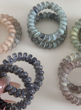 Raffia猫眼石色系电话线圈头绳新款渐变色发圈发饰扎发皮筋简约