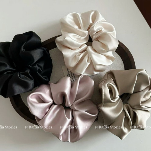 Raffia大号珠光缎面纯色发圈