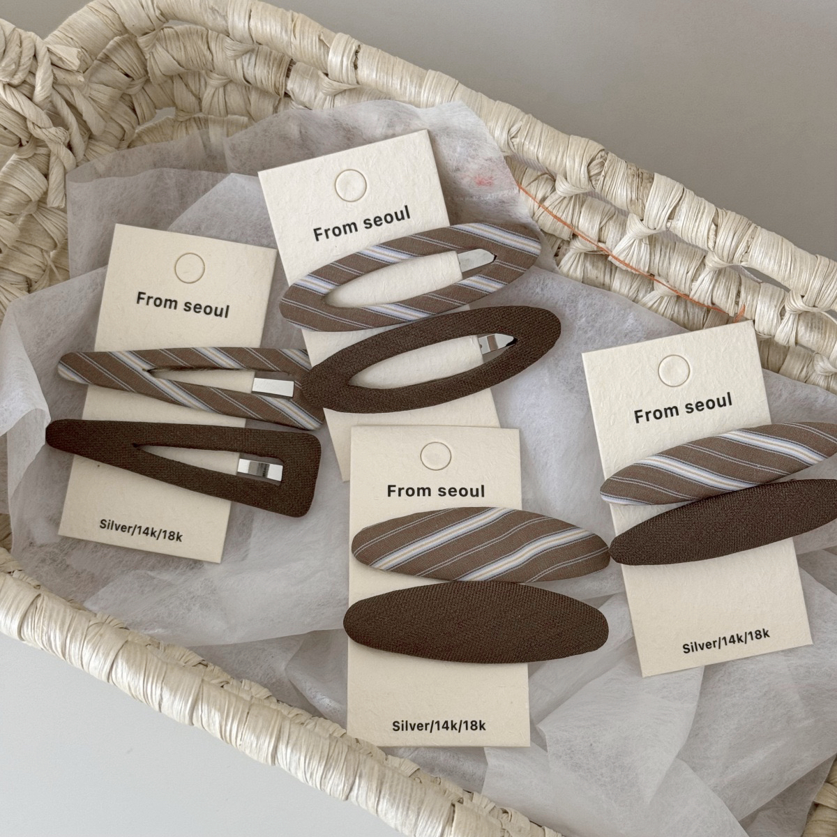 咖棕色条纹对夹韩系bb夹发饰