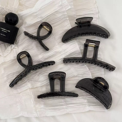 透黑色高级感简约抓夹大号发夹