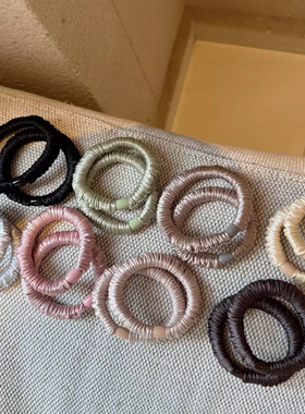 Raffia日常细款小号褶皱小肠发圈纯色高弹力不勒发头绳发饰2条装