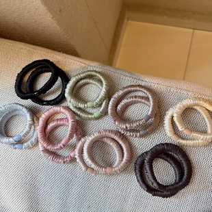 Raffia日常细款小号褶皱小肠发圈纯色高弹力不勒发头绳发饰2条装