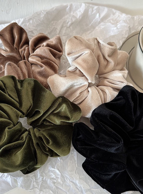 Raffia丝绒大号大肠发圈秋冬发饰头花复古气质丸子头马尾头饰女