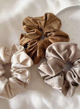 Raffia复古绒面烫钻肠圈发圈繁星点点扎头发绳秋冬气质头饰头花