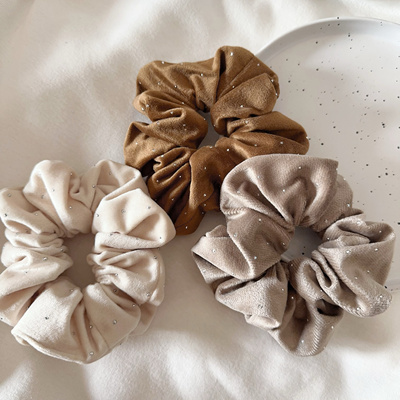 Raffia复古绒面烫钻肠圈发圈繁星点点扎头发绳秋冬气质头饰头花