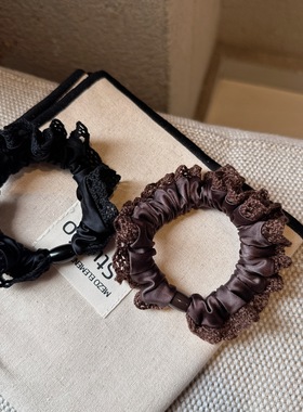 Raffia简约蕾丝边韩系发圈黑色花边日常高弹力发绳扎头发橡皮筋女