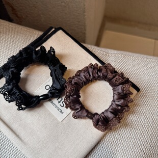 Raffia简约蕾丝边韩系发圈黑色花边日常高弹力发绳扎头发橡皮筋女