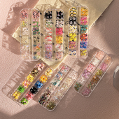 卡通美甲新款 小饰品12格指甲可爱月亮蝴蝶节海绵碎石库洛米花工