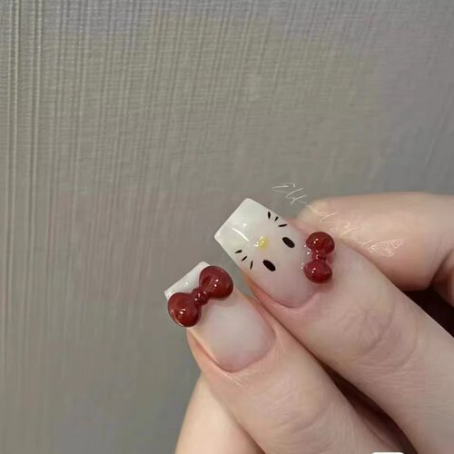 helloKitty美甲饰品可爱卡通蝴蝶结学生指甲配饰小红书穿戴甲工具