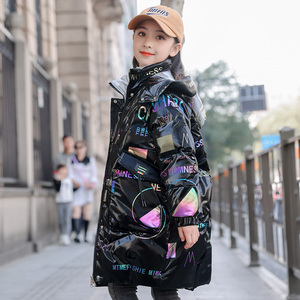 巴拉未来儿童羽绒服女童免洗中长款新款女孩中大童加厚白鸭绒外套