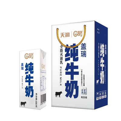 新疆天润纯牛奶200g全脂灭菌乳