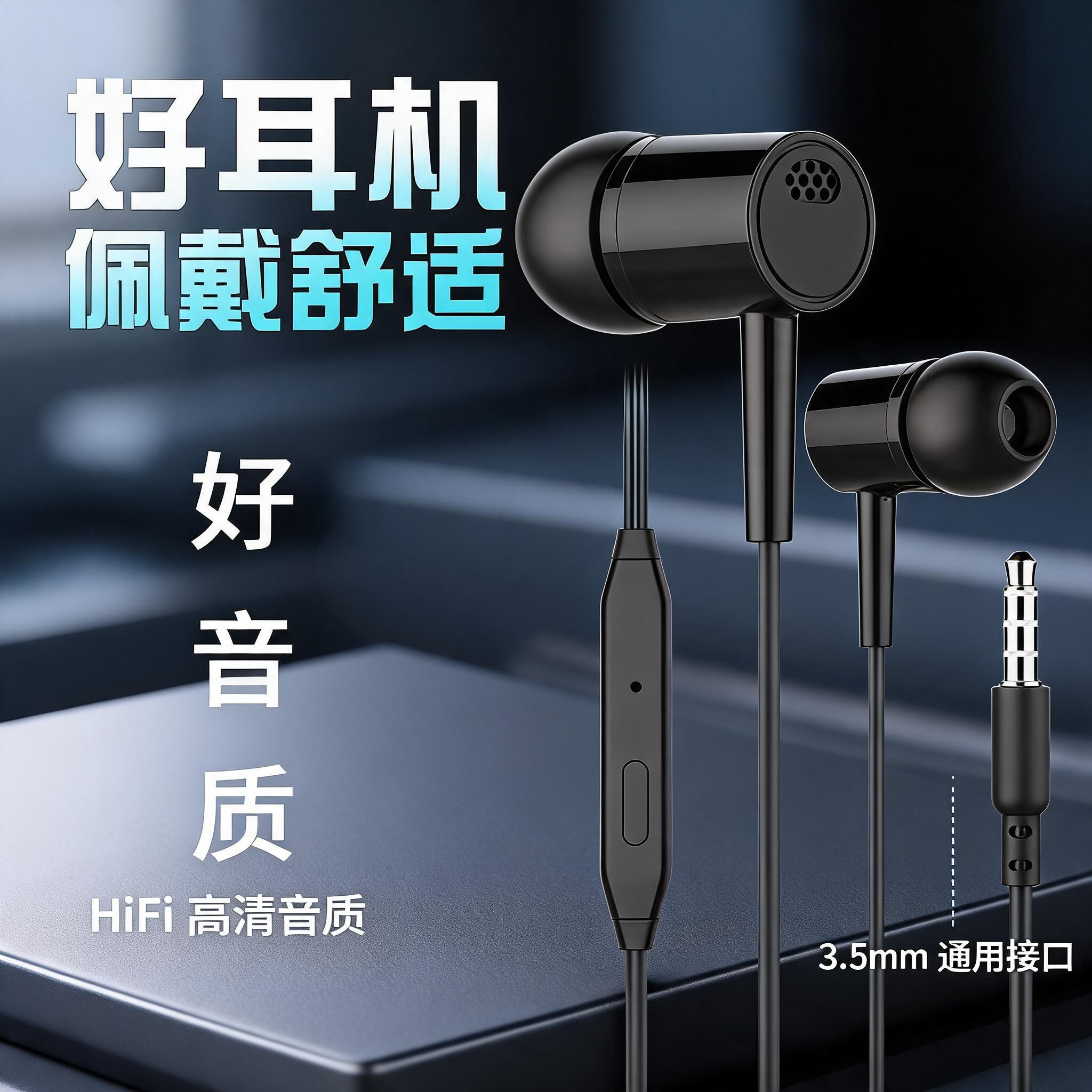 有线入耳式耳机跑步手机线控挂耳游戏电竞头戴耳机