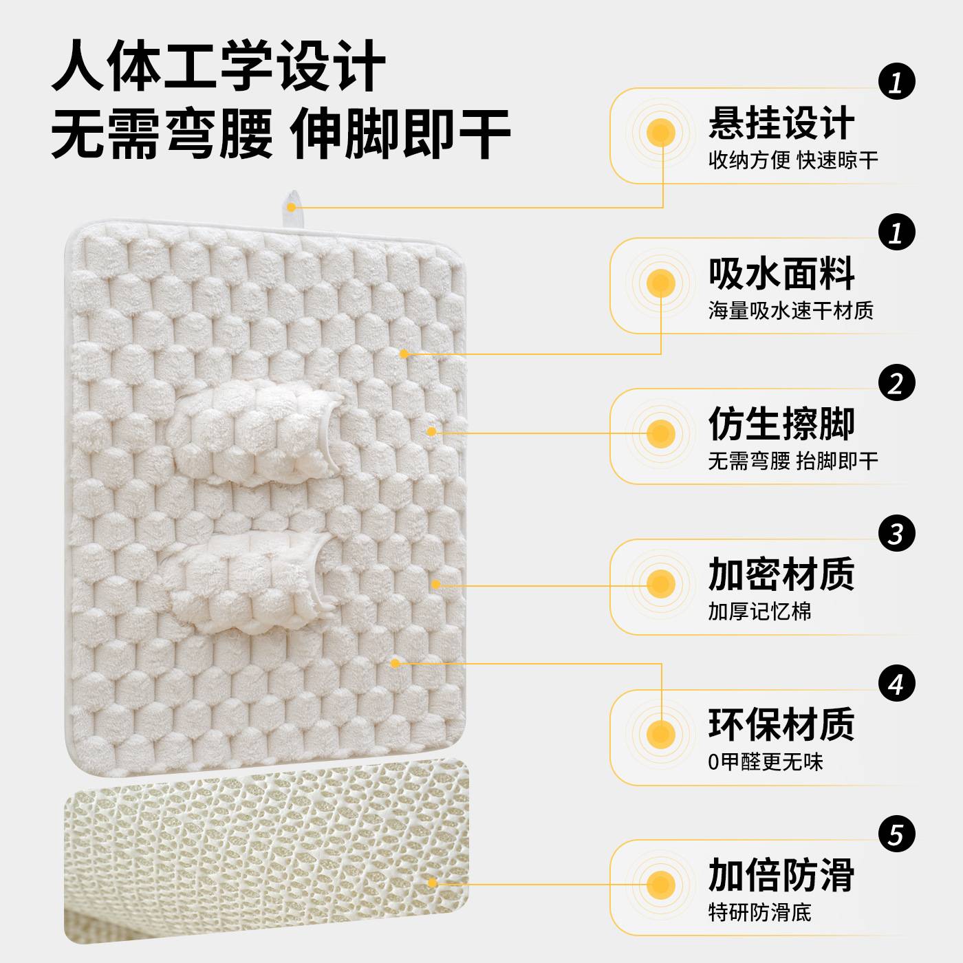 加厚加背七七家浴室地垫卫生间吸水垫可擦脚垫防滑垫卫浴速干