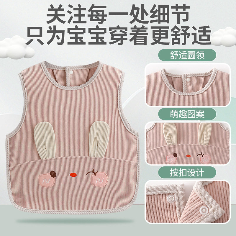 阿喜和悦女童无袖卡通防水罩衣婴幼宝宝吃饭防水护衣女孩防脏围兜
