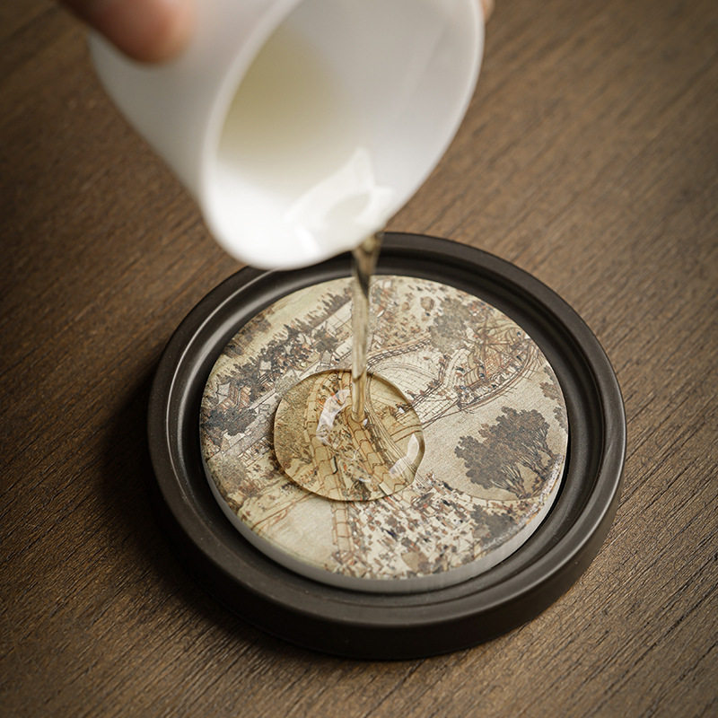 吸水电木杯垫茶道隔热垫创意功夫茶具茶道配件竹茶杯垫托防烫杯托