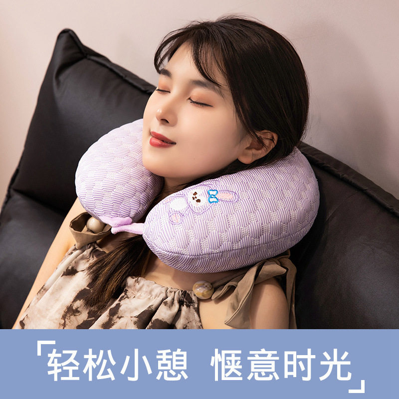 卡通动漫冰丝豆豆U型枕飞机旅行火车出差学生颈椎枕护颈枕头