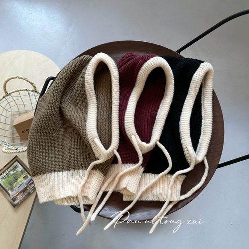 儿童拉法帽子冬季新款一体帽韩国ins男孩女童百搭宝宝包头披肩帽