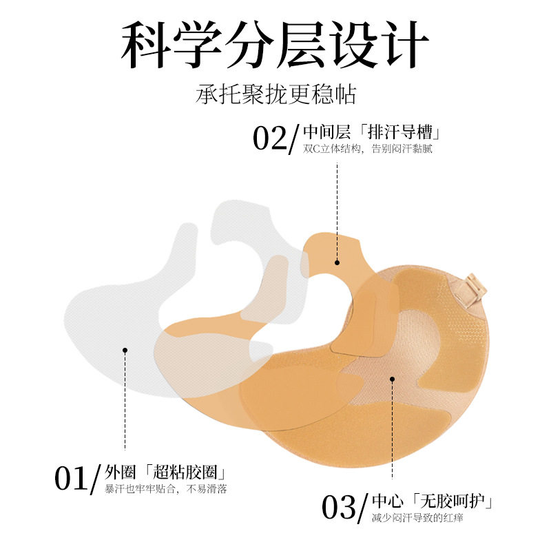 【重磅新品】贴胶工艺芒果胸贴 深V聚拢强粘贴隐形文胸工厂现货