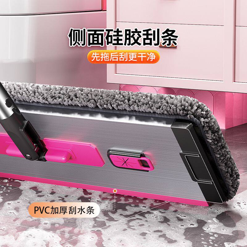 加厚雪尼尔不锈钢杆夹固式干湿两用免手洗家用一拖净懒人平板拖把