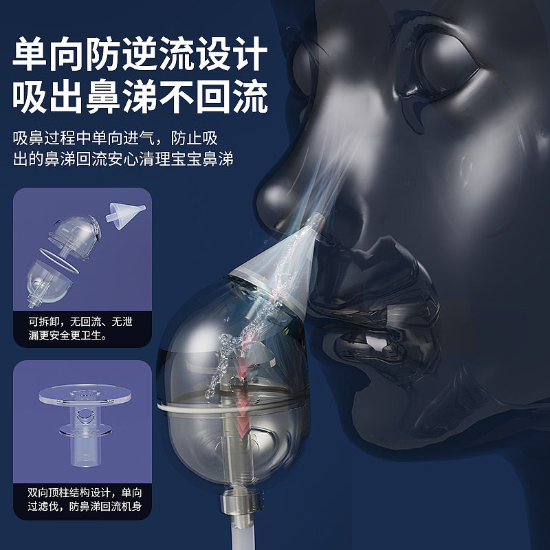 分体式婴儿电动吸鼻器硅胶级婴儿专用吸鼻机负压防逆流吸鼻涕