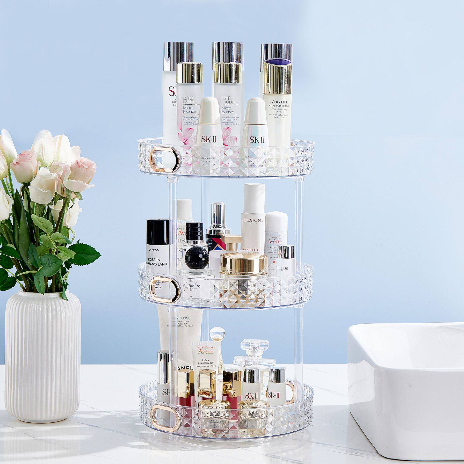 转盘旋转置物架厨房调料瓶水果化妆品收纳架单双三层大小号糖果盘