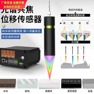 透明物体光谱共焦位移传感器高精度小光斑平整度间距厚度检测