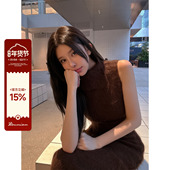 柔粘 连衣裙 冬季 ROUNIAN 新款 2025无袖 大翻领针织开衫 两件套女