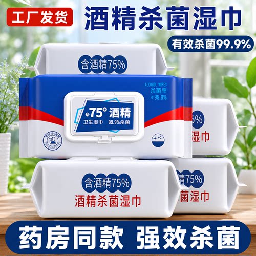 75度酒精湿巾卫生杀菌家庭用马桶圈清洁湿纸巾特惠装40抽*5大包
