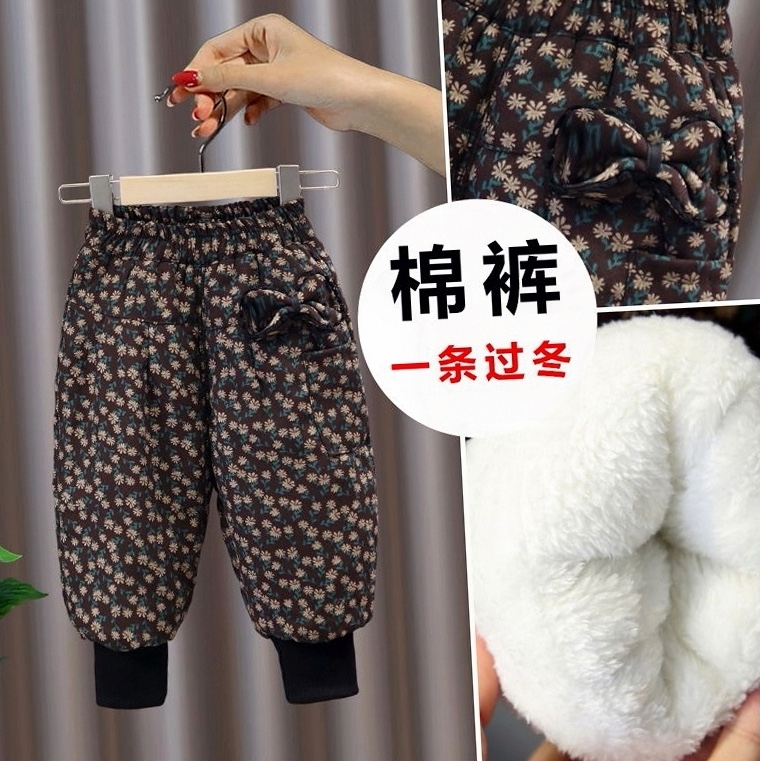 女童加绒三层夹棉超厚一条过冬季裤外穿儿童棉裤宝宝裤子加厚保暖