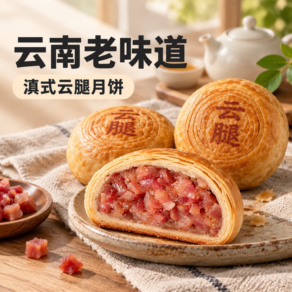 云腿月饼宣威火腿酥皮鲜花饼云南特产滇式糕点中秋送礼旗舰零食04
