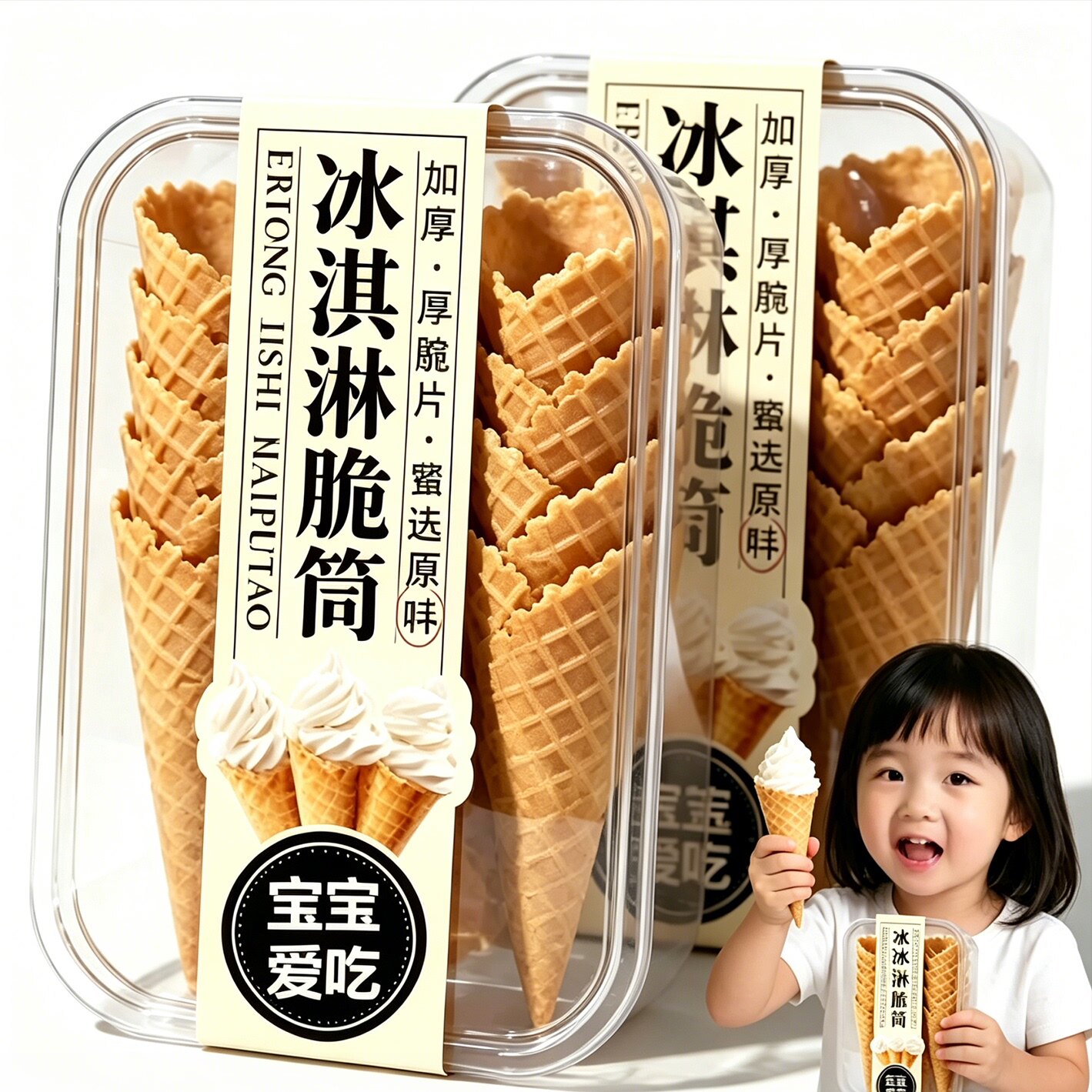 冰淇淋脆筒雪糕筒朱古力冰激凌脆筒皮甜筒蛋卷蛋筒威化雪糕筒商用