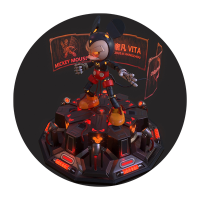 翼狐3dMax教程次世代超A米老鼠朋克风案例教学sp材质展UV视频课程