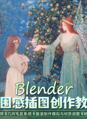 Blender插图《精灵少女》Daz、Style3D头发服装制作场全流程教学