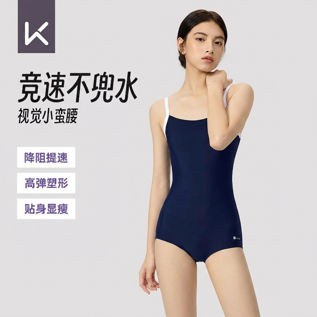 Keep女连体三角泳衣专业竞速图片
