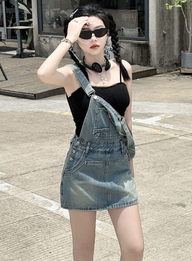 牛仔背带裙女夏季美式复古辣妹