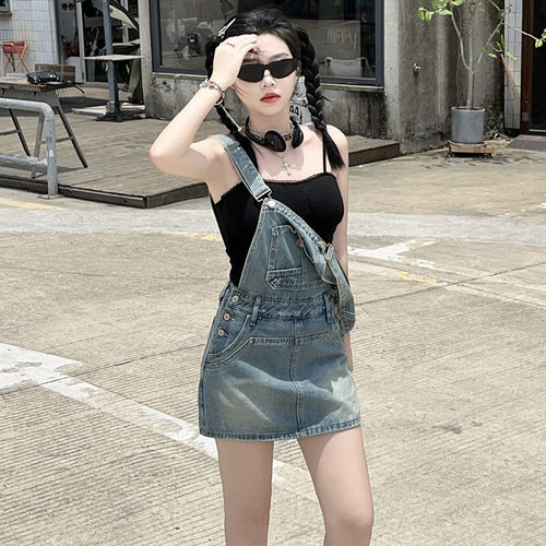 牛仔背带裙女夏季美式复古辣妹