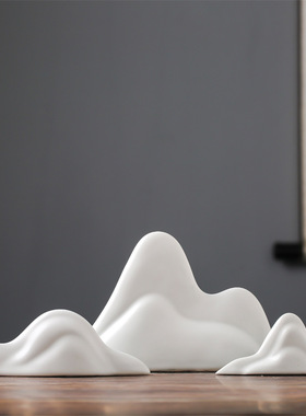 新中式家居装饰假山陶瓷摆件样板房家居软装酒店茶几桌客厅