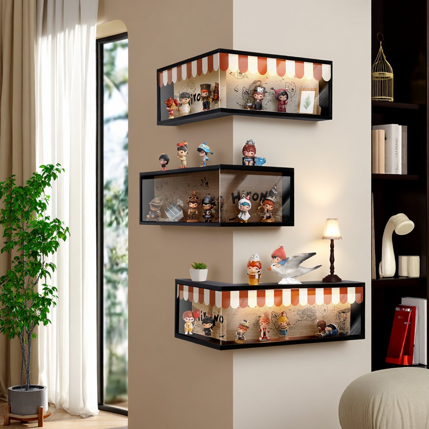 复古盲盒展示架墙面转角置物架小野泡泡马特亚克力防尘手办展示柜,住宅家具,搁板/置物架/家用陈列架,淘宝优惠券,粉丝福利购,淘宝优惠卷