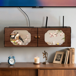 免打孔壁挂式路由器收纳架客厅插座网线遮挡柜电视柜机顶盒置物架