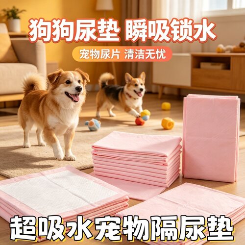 粉色加厚防漏宠物尿垫狗狗尿片一次性厕所猫狗通用锁水高吸免洗款