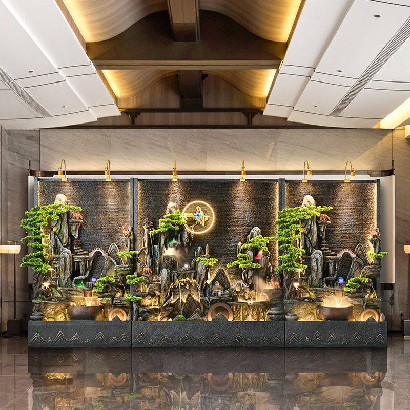 水幕墙循环流水景观屏风假山喷泉水景客厅庭院鱼池瀑布造景摆件