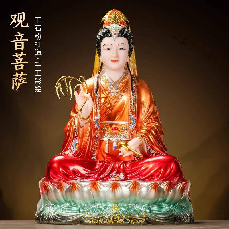 汉白玉坐莲观音菩萨新款