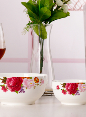 粉黛佳人饭碗家用5寸米饭碗 6英寸面碗中号饺子碗7/8寸菜碗大汤碗